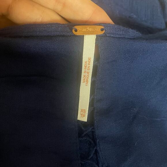 Free People Romeo mini dress navy blue size XS extra small boho romantic EUC - Picture 6 of 7